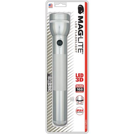 3D Cell LED Flashlight Silver