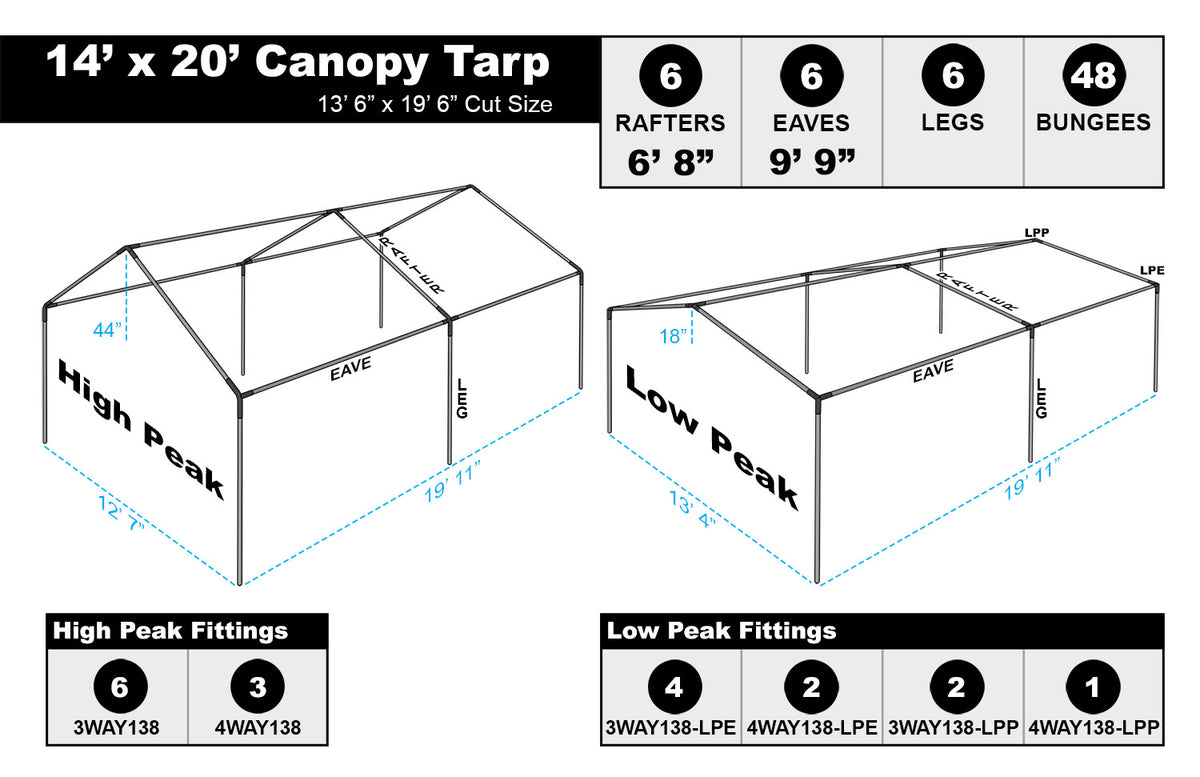 14 x 20 Heavy Duty Canopy Tarp - Silver