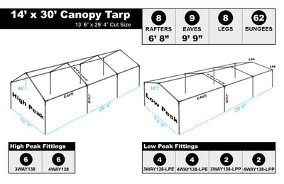 14 x 30 Heavy Duty Canopy Tarp - Silver