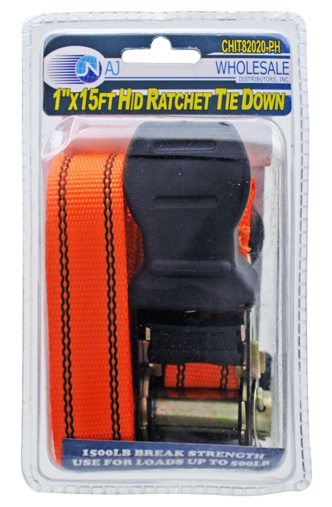 1" x 15' Heavy Duty Ratchet Tie Down