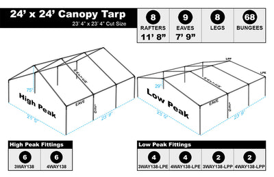 24 x 24 Heavy Duty Canopy Tarp - Silver