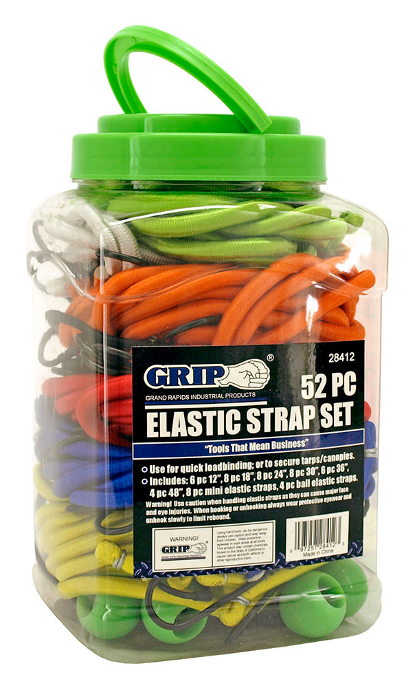 52 - pc. Elastic Strap Set - Assorted Colors