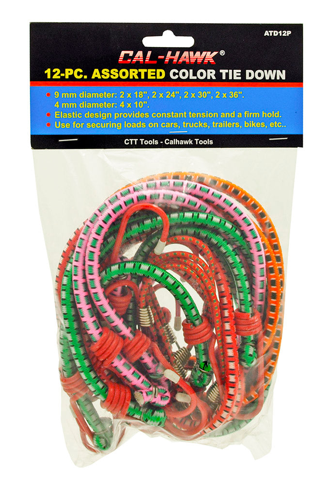 12-pc. Assorted Color Tie Downs